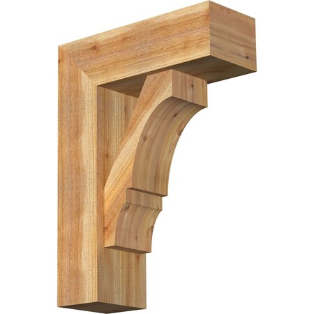 Balboa Block Rough Sawn Bracket w/ Offset Brace, Western Red Cedar, 8"W x 22"D x 30"H